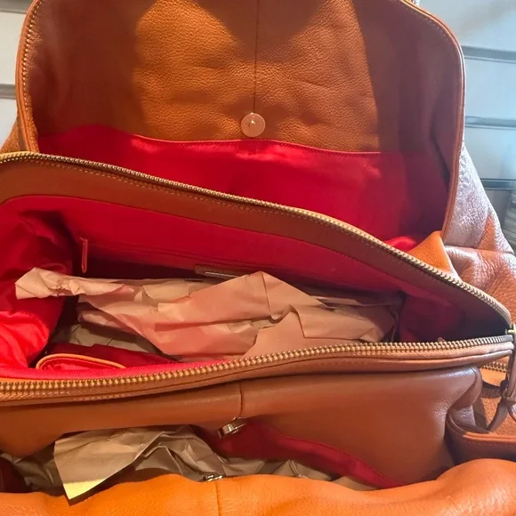 NWT Madonna Brown Genuine Leather Tote with Braided Accent designer direct - Picture 3 of 4